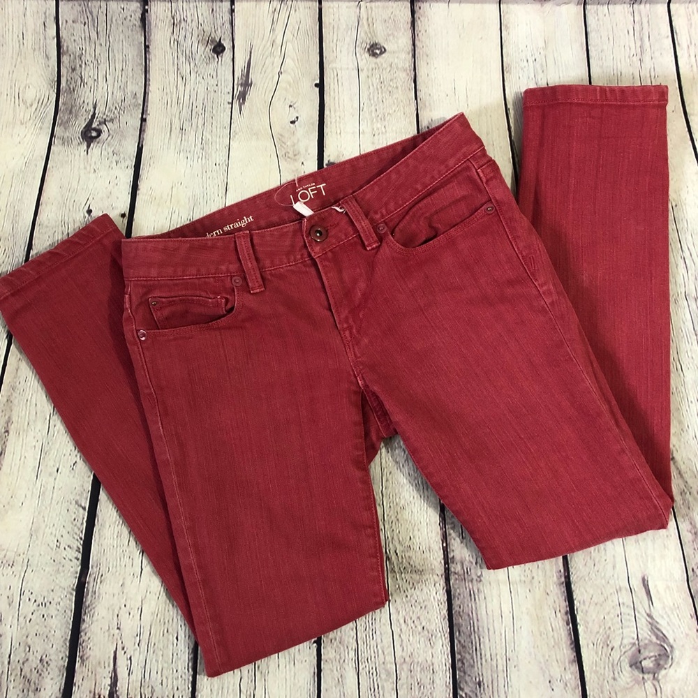 LOFT By Ann Taylor Pink Straight Leg Denim Jeans